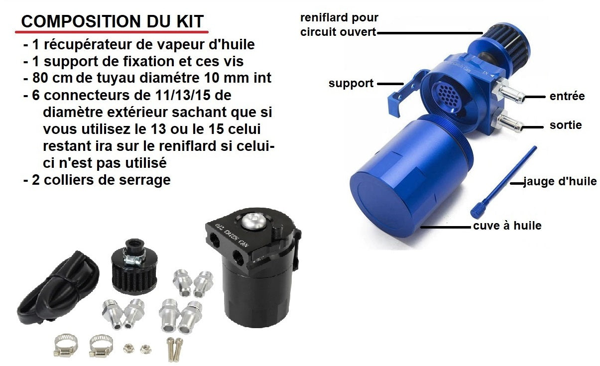 Récupérateur de vapeur d'huile 300ml avec reniflard